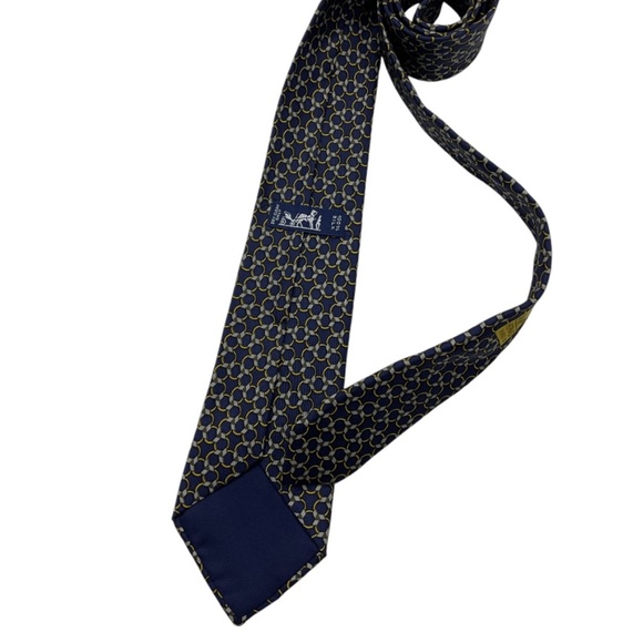 HERMÈS 7085 OA Blue Chain Silk LUXURY Tie FRANCE - Picture 2 of 5